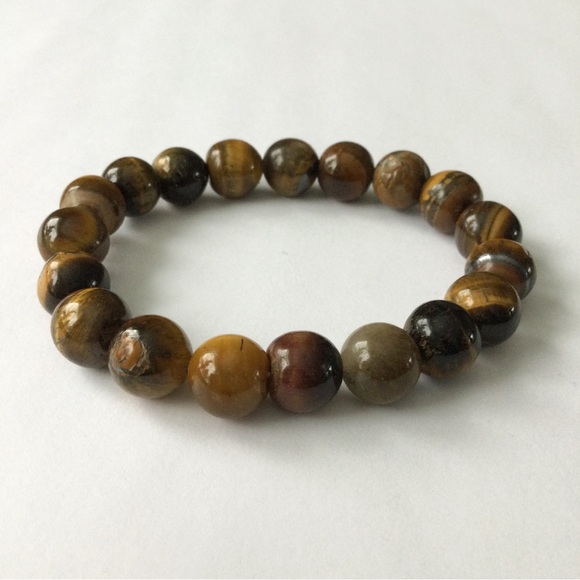 Handmade Premium Tiger’s Eye Beaded Stretch Bracelet, 8mm, Fits 6.5–7" Wrist - Picture 3 of 9